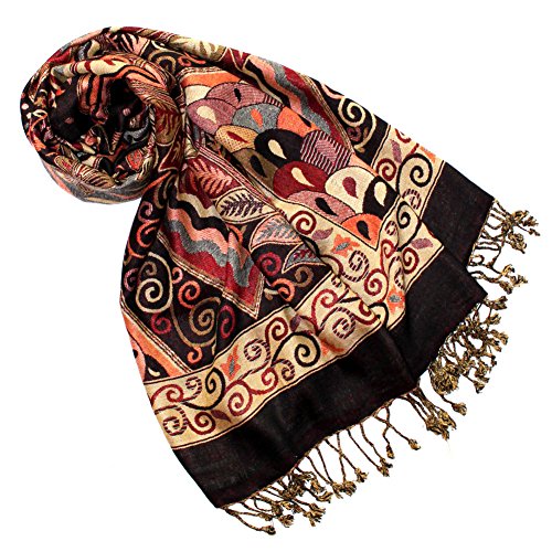 Lorenzo Cana Marken Pashmina Damenschal Schaltuch Stola Umschlagtuch Naturfaser opulentes Muster in harmonischen Farben mit Fransen 70 cm x 200 cm - 7811288 von Lorenzo Cana