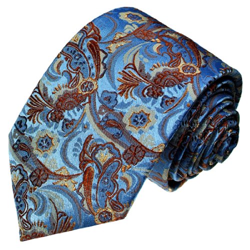 Lorenzo Cana - Modische Krawatte aus 100% Seide in den aktuellen Trendfarben - hellblau braun floral Paisley - 36012 von Lorenzo Cana