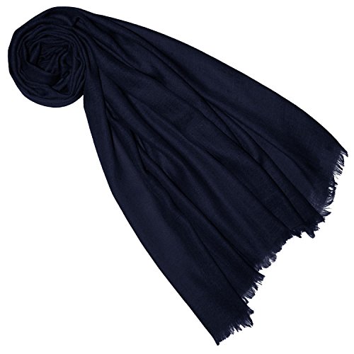 Lorenzo Cana Pashmina Damen Schal Schaltuch 100% Kaschmir leicht kuschelweich Kaschmirschal Kaschmirtuch Kaschmirpashmina einfarbig dunkelblau 7831188 von Lorenzo Cana
