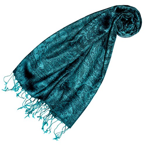 Lorenzo Cana - Pashmina Damen Schal Schaltuch hochwertig kuschelweich und leicht Damenschal Stola 70 cm x 180 cm opulentes türkis grün Paisleymuster aufwändig gewebt 78148 von Lorenzo Cana