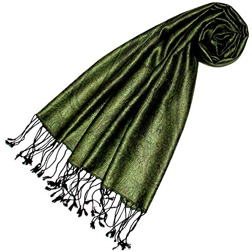 Lorenzo Cana Pashmina Damen - Schal Schaltuch jacquard gewebt 100% Seide Paisley Muster Seidenschal Seidentuch Grün Ton in Ton 78611 von Lorenzo Cana