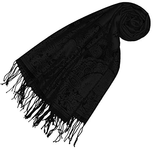Lorenzo Cana Pashmina Damen Schal Schaltuch jacquard - gewebt Paisley Muster 70 cm x 180 cm Tuch Naturfaser Anthrazit Schwarz 93321 von Lorenzo Cana