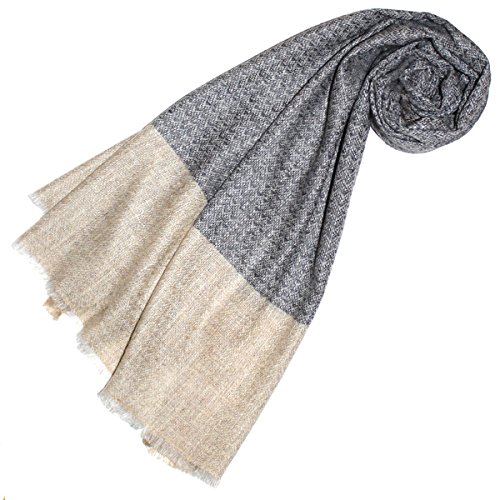 Lorenzo Cana Pashmina Damenschal Schaltuch 100% Kaschmir - 70 cm x 200 cm flauschig leicht warme Stola Umschlagtuch Kaschmirschal Kaschmirtuch Kaschmirpashmina Naturfaser grau beige 78203 von Lorenzo Cana