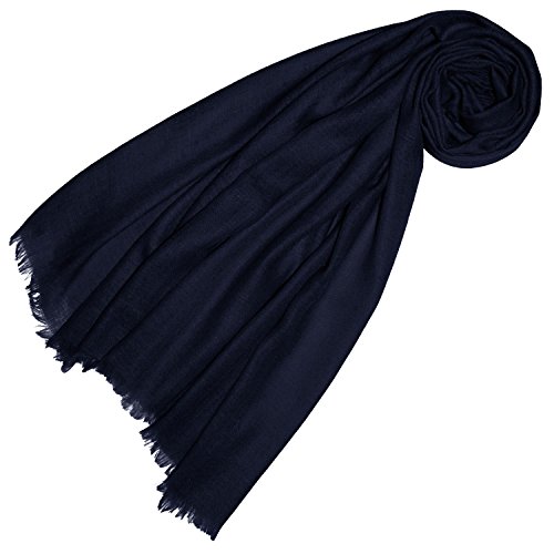 Lorenzo Cana Pashmina Damenschal Schaltuch 100% Kaschmir leicht kuschelweich Kaschmirschal Kaschmirtuch Kaschmirpashmina einfarbig dunkelblau 78311 von Lorenzo Cana