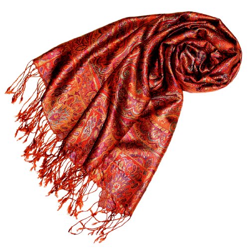 Lorenzo Cana Pashmina Damenschal Schaltuch jacquard gewebt aus 100% Seide 70 cm x 190 cm Paisleymuster Seidenschal Seidentuch Seidenpashmina in harmonischen Farben 78087 von Lorenzo Cana