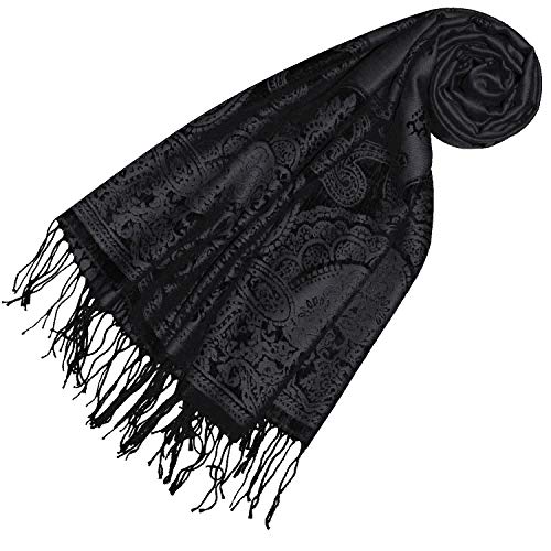 Lorenzo Cana Pashmina Schal Schaltuch jacquard gewebt Paisley Muster 70 cm x 180 cm Tuch Naturfaser Schwarz Grau 93317 von Lorenzo Cana