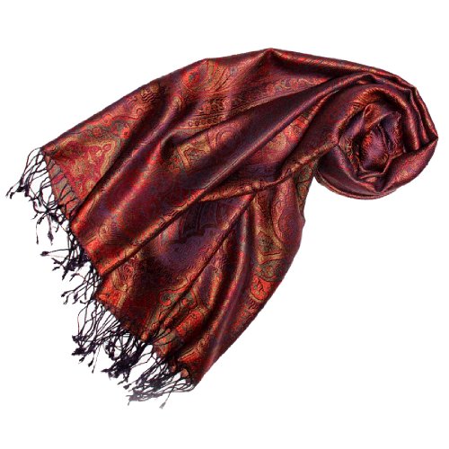 Lorenzo Cana Pashmina Schal Schaltuch jacquard gewebt aus 100% Seide, 70 cm x 190 cm Paisley Muster Seidenschal Seidentuch Seidenpashmina harmonische Farben von Lorenzo Cana