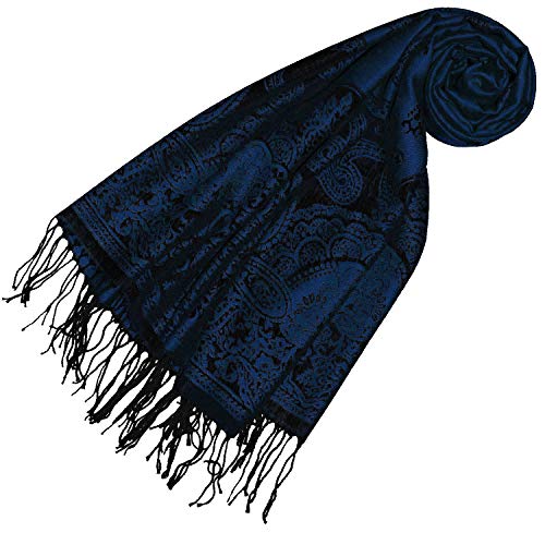 Lorenzo Cana Pashmina Schal Schaltuch jacquardgewebt Paisley Muster 70 cm x 180 cm Tuch Naturfaser Marineblau Schwarz 93319 von Lorenzo Cana