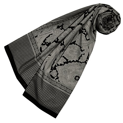 Lorenzo Cana Quadratisches XL Damen Luxus Tuch Baumwolle kombiniert mit Seide 110 cm x 110 cm Naturfaser Marken Schaltuch Halstuch Hahnentritt Paisley 89117 von Lorenzo Cana
