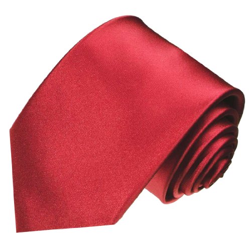 Designer Luxus Krawatte aus 100% Seide rot bordaux weinrot weisse Punkte 84300 Lorenzo Cana