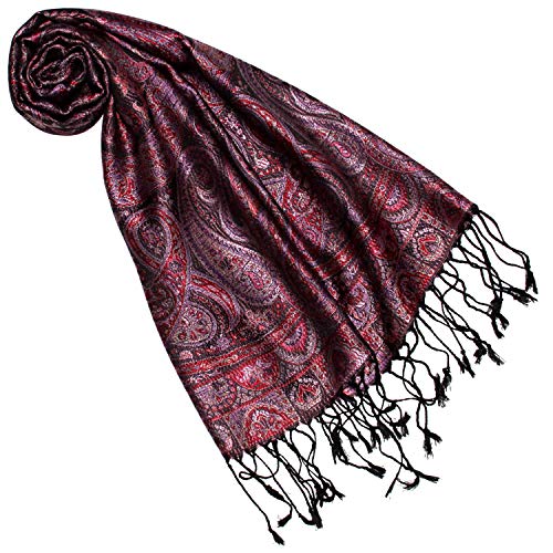 Lorenzo Cana Seidenschal für Frauen Schal 100% Seide gewebt Damenschal elegant Paisley Muster Weinrot 7864177 von Lorenzo Cana