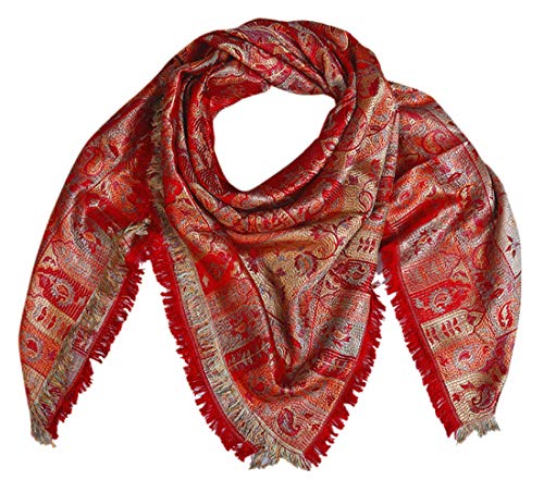 Lorenzo Cana XL Luxus Seiden - Stola Tuch Schaltuch jacquard gewebt 100% Seide Paisley Muster Pashmina Seidenschal Seidentuch Rot 7857477 von Lorenzo Cana