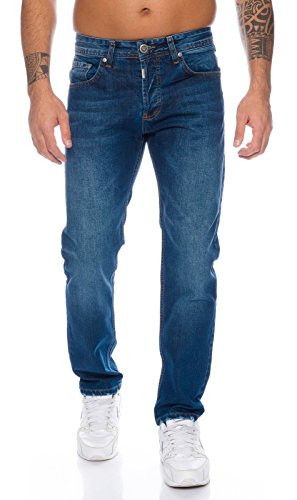 Lorenzo Loren Herren Jeans Hose Denim Jeans Used-Look Regular-Fit [LL324 - Dunkelblau - W29 L32] von Lorenzo Loren