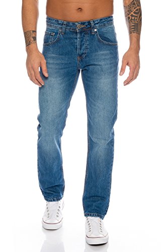 Lorenzo Loren Herren Jeans Hose Denim Jeans Used-Look Regular-Fit [LL327 - Hellblau - W31 L32] von Lorenzo Loren
