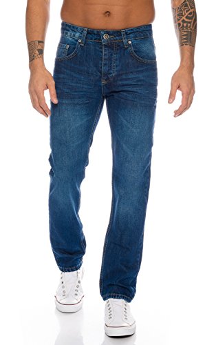 Lorenzo Loren Herren Jeans Hose Denim Jeans Used-Look Regular-Fit [LL328 - Blau - W32 L36] von Lorenzo Loren