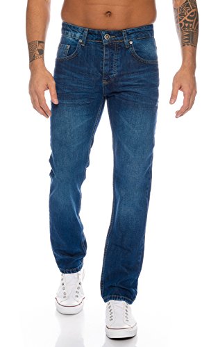 Lorenzo Loren Herren Jeans Hose Denim Jeans Used-Look Regular-Fit [LL328 - Blau - W38 L36] von Lorenzo Loren