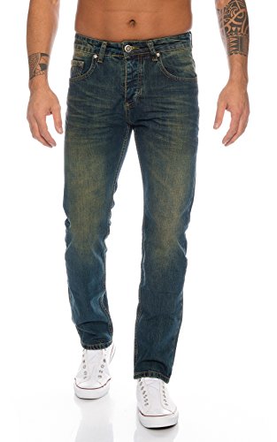 Lorenzo Loren Herren Jeans Hose Denim Jeans Used-Look Regular-Fit [LL387 - DirtyWash - W31 L34] von Lorenzo Loren