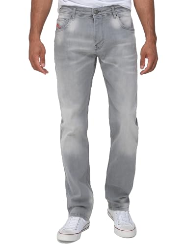 Lorenzo Loren Herren Jeans Regular Fit Baumwolle Männer Hose Denim Straight Cut Stonewashed LL-4019 Grau W34 L30 von Lorenzo Loren