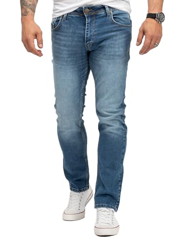 Lorenzo Loren Herren Jeans Regular Fit Stretch Jeans Männerhose Herrenjeans Denim Hosen Herrenhose Straight Cut Stonewashed LL-4002 Blau W33 L30 von Lorenzo Loren