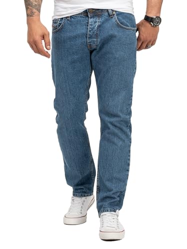 Lorenzo Loren Herren Jeans Regular Fit Stretch Jeans Männerhose Herrenjeans Denim Hosen Herrenhose Straight Cut Stonewashed LL-4003 Blau W34 L32 von Lorenzo Loren