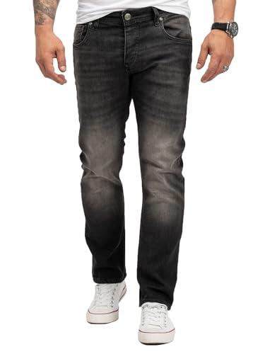 Lorenzo Loren Herren Jeans Regular Fit Stretch Jeans Männerhose Herrenjeans Denim Hosen Herrenhose Straight Cut Stonewashed LL-4005 Schwarz W34 L32 von Lorenzo Loren