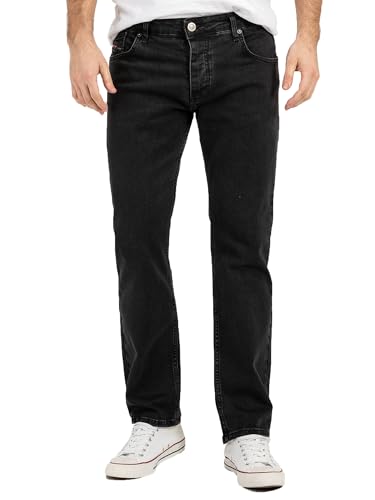 Lorenzo Loren Herren Jeans Regular Fit Stretch Jeans Männerhose Herrenjeans Denim Hosen Herrenhose Straight Cut Stonewashed LL-4007 Schwarz W36 L34 von Lorenzo Loren