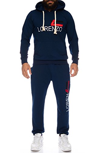 Lorenzo Loren Herren Trainingsanzug Sportanzug Jogginganzug Zweiteiler [LL-207 - Navy - L] von Lorenzo Loren