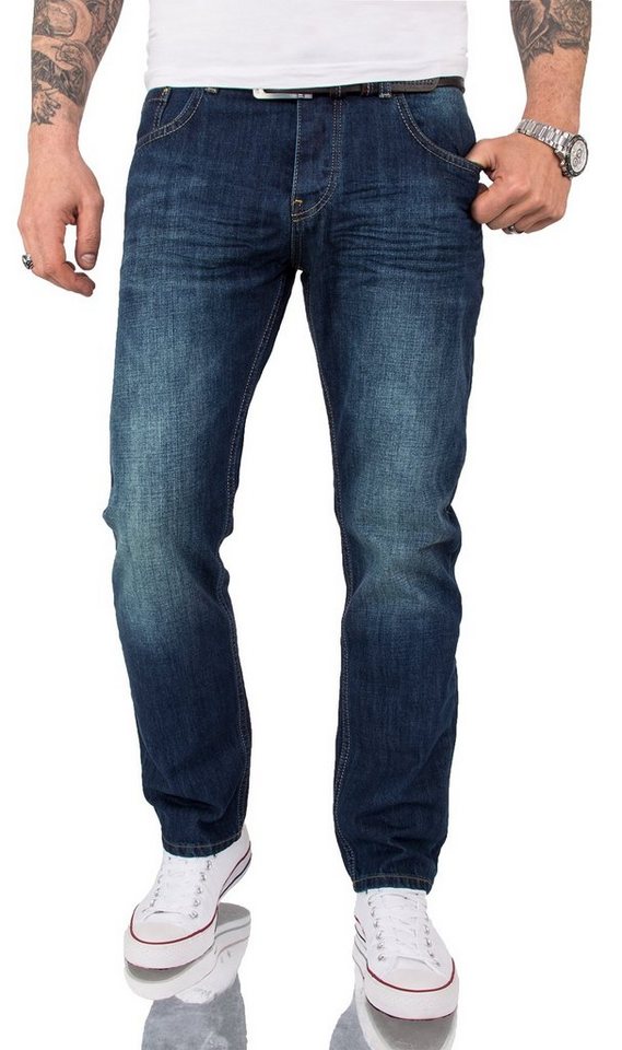 Lorenzo Loren Straight-Jeans Herren Jeans Regular Fit Blau LL-386 von Lorenzo Loren