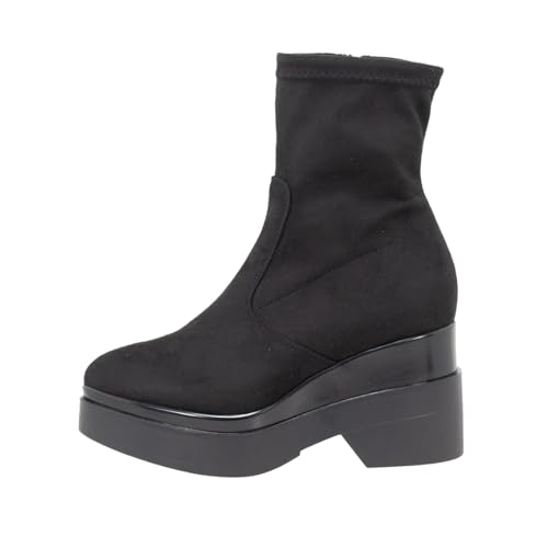 Lorenzo Mari POLLY02 Damen-Stiefeletten aus Alcantara Stoff STRECH SCHWARZ POLLY02, Schwarz , 36 EU von Lorenzo Mari