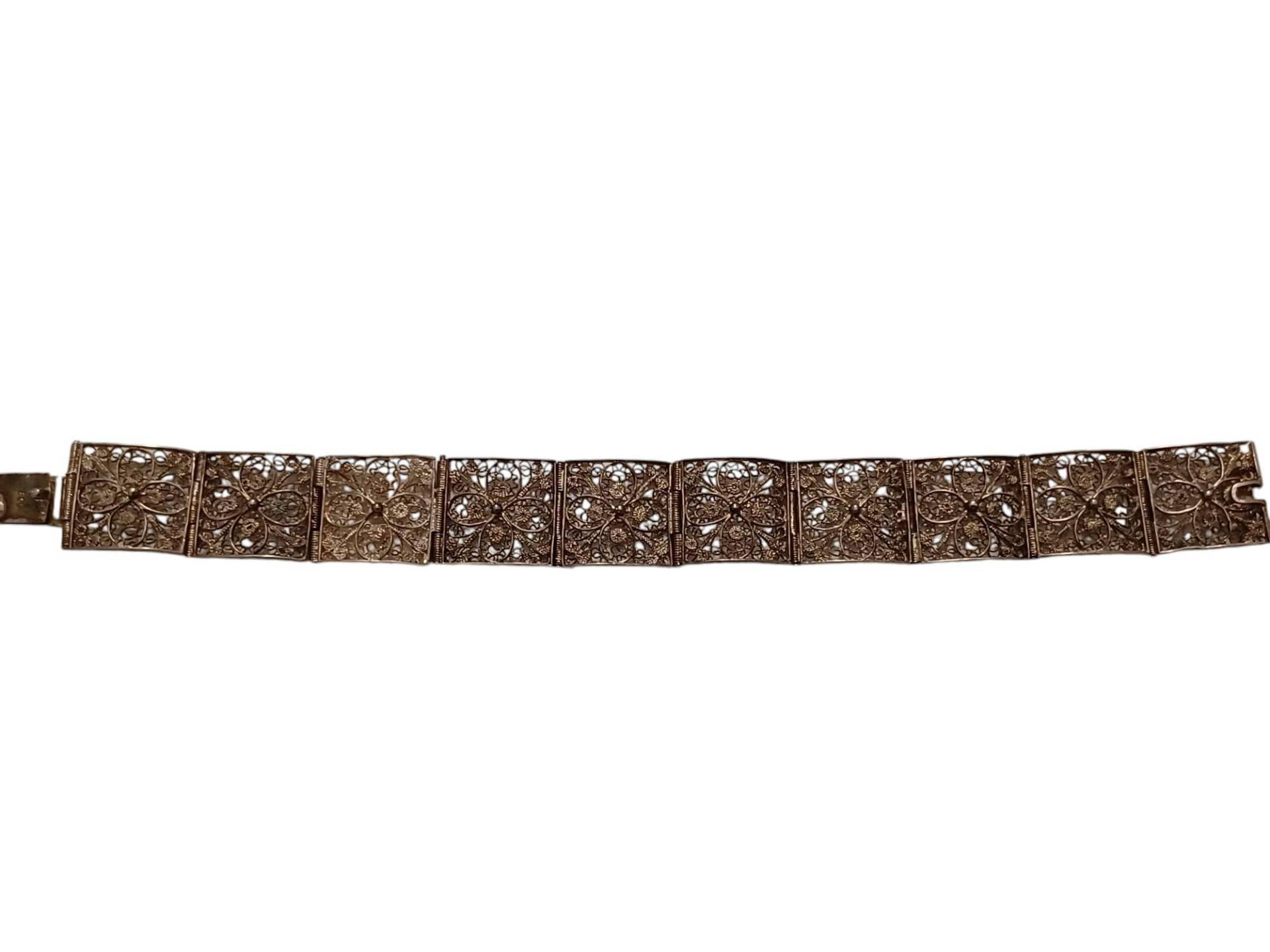 Filigraner Silber Armband Mit Blumendekor. Handarbeit. 800 von LorenzoWorld