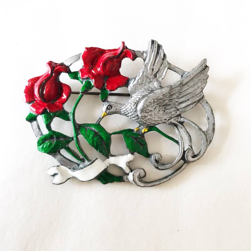 Vintage Handbemalte Brosche Vogel Taube Malerei Handbemalt Pin Vintage Handbemalte Brosche Vogel Taube Malerei Handbemalt Pin von LorenzosVintage