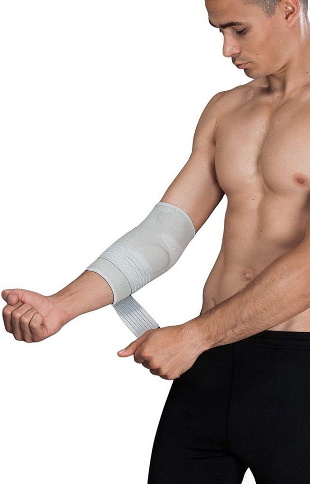 Lorey Medtec Ellenbogenbandage EL17003 Ellenbogenstütze aus latexfreiem 3D-Gestrick mit 2 Gelkissen von Lorey Medtec