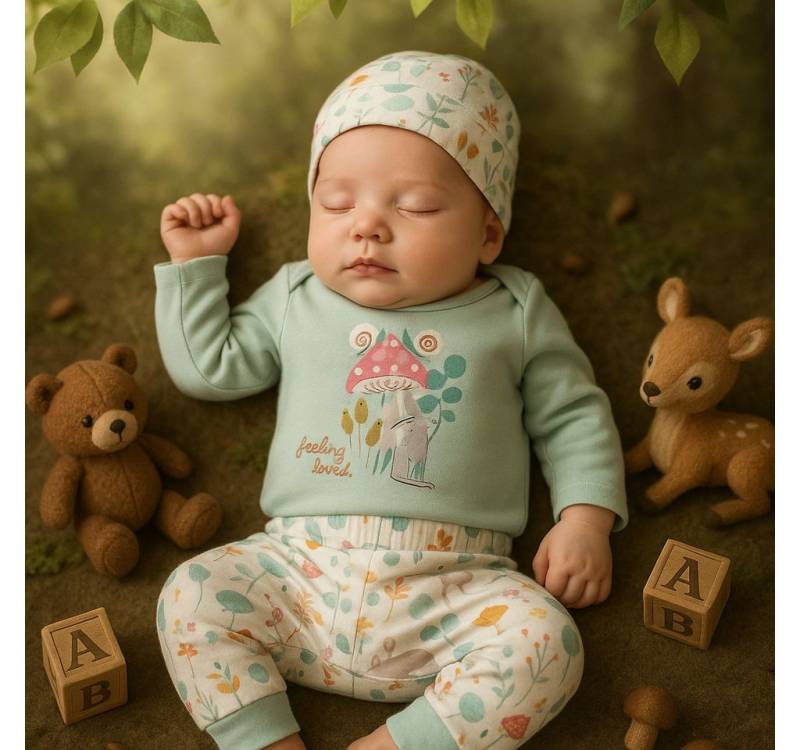 Lorey Medtec Erstausstattungspaket Mädchen Outfit, 3er Set, Body + Hose + Mütze, 100% Baumwolle (Body + Hose + Mütze) von Lorey Medtec