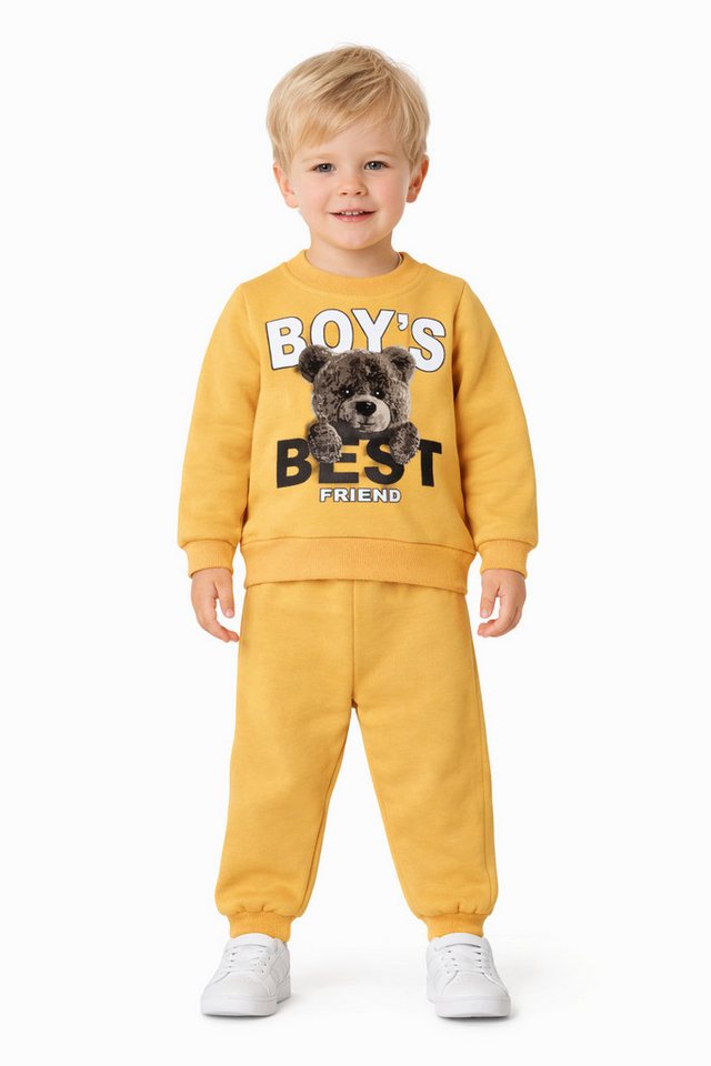 Lorey Medtec Freizeitanzug Jungen Outfit, 2er Set, Pullover, Hose, 100 % Baumwolle, Gelb (Pullover + Hose) von Lorey Medtec