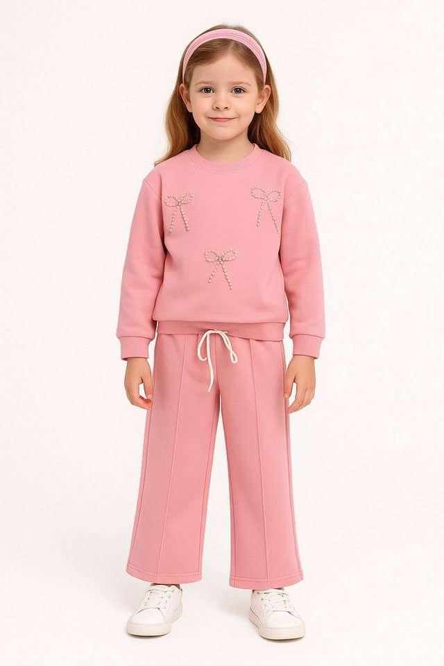 Lorey Medtec Freizeitanzug Mädchen Freizeitanzug, Hausanzug, Sweatanzug, 100% Baumwolle, Rosa (Pullover + Hose) von Lorey Medtec