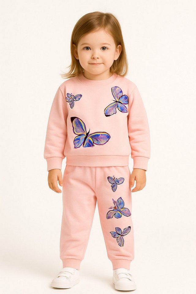 Lorey Medtec Freizeitanzug Mädchen Outfit, 2er Set, Pullover, Hose, 100 % Baumwolle, Rosa (Pullover + Hose) von Lorey Medtec