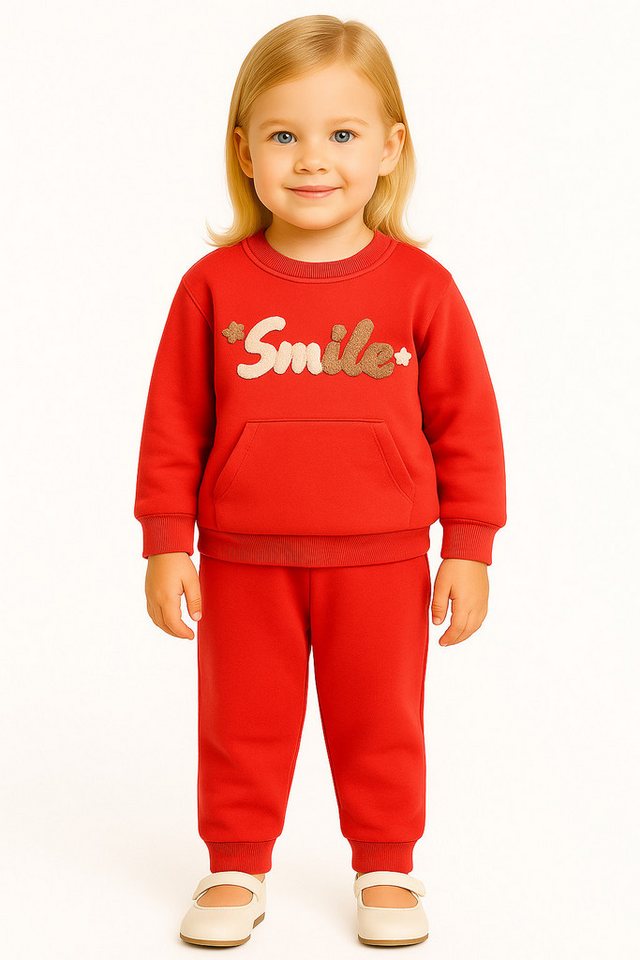 Lorey Medtec Freizeitanzug Mädchen Outfit, 2er Set, Pullover, Hose, 100 % Baumwolle, Rot (Pullover + Hose) von Lorey Medtec