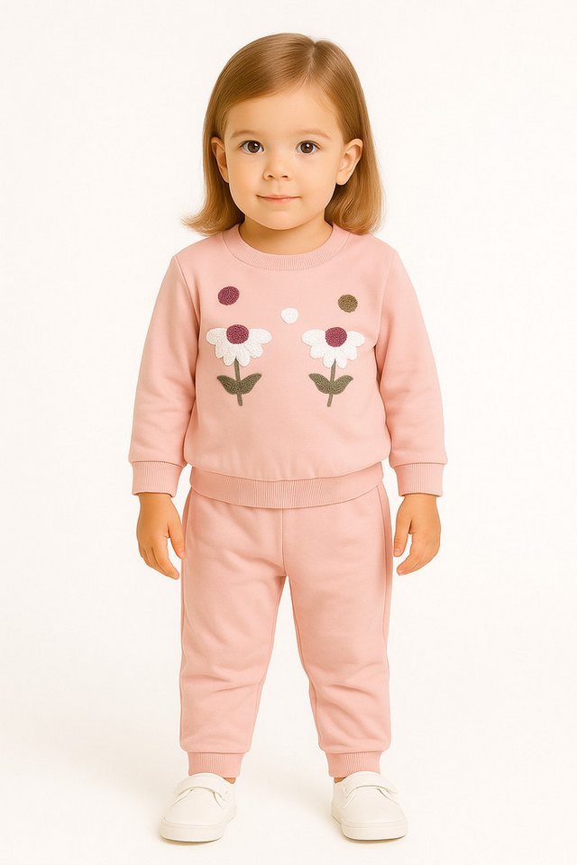 Lorey Medtec Freizeitanzug Mädchen Outfit, 2er Set, Pullover, Hose, Rosa, 100 % Baumwolle (Pullover + Hose) von Lorey Medtec