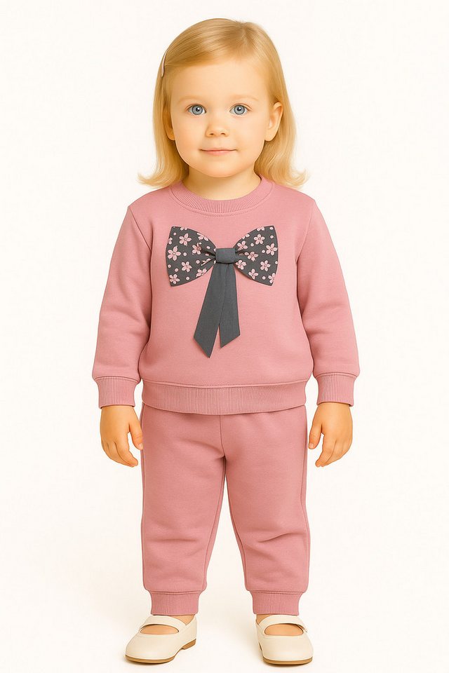 Lorey Medtec Freizeitanzug Warmes Mädchen Outfit, 2er Set, Pullover, Hose, 100 % Baumwolle, Rosa (Pullover + Hose) von Lorey Medtec