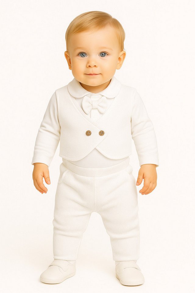 Lorey Medtec Neugeborenen-Geschenkset Jungen Outfit, 2er Set, Langarmshirt, Hose, 100% Baumwolle, Weiß (Langarmshirt + Hose) von Lorey Medtec