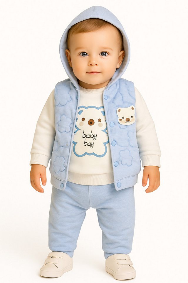 Lorey Medtec Neugeborenen-Geschenkset Jungen Outfit, 3er Set, Langarmshirt, Weste, Hose, 100% Baumwolle (Langarmshirt + Weste + Hose) von Lorey Medtec