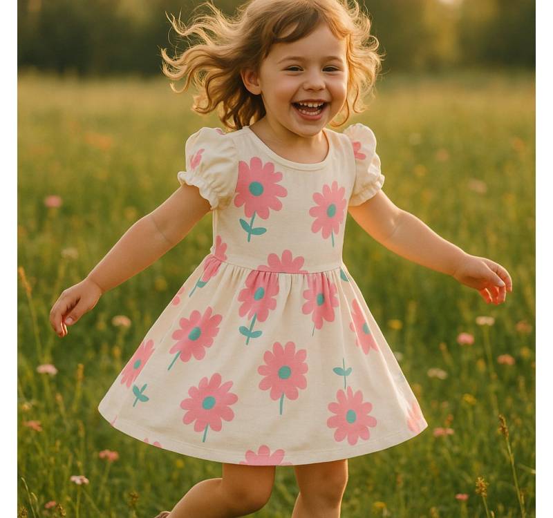 Lorey Medtec Partykleid Mädchen, Sommerkleid, Freizeitkleid, 100% Baumwolle, Weiß, Blumen von Lorey Medtec