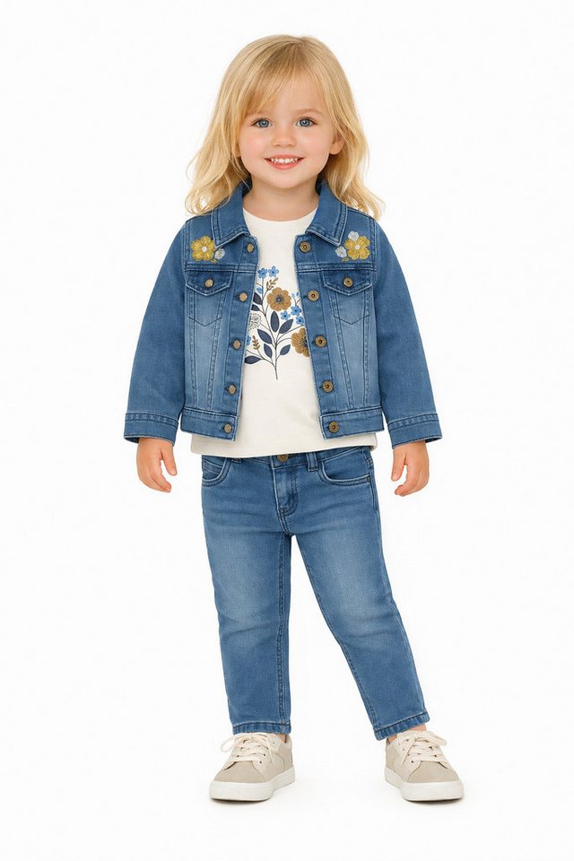 Lorey Medtec Shirt, Hose & Jäckchen Mädchen 3-tlg. Jeans-Set: Jeansjacke, Jeanshose & Langarmshirt (Jeansjacke + Jeanshose + Langarmshirt) von Lorey Medtec