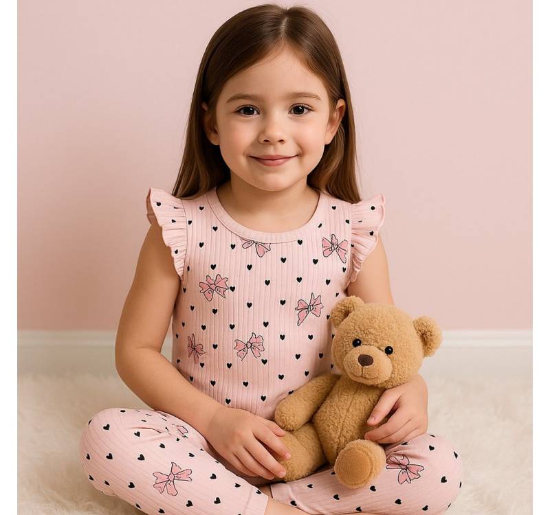 Lorey Medtec Shirt & Hose Mädchen Outfit, 2er Set, Freizeitanzug, Hausanzug, 100% Baumwolle (Shirt + Hose) von Lorey Medtec