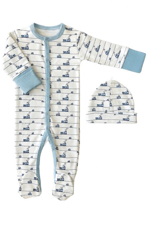 Lorey Medtec Strampler Baby Jungen Strampler mit Fuß + Mütze, Weiß, 100% Baumwolle (Strampler + Mütze) von Lorey Medtec