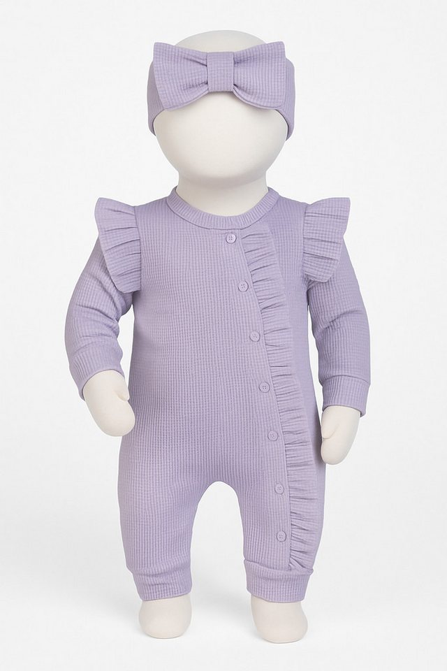 Lorey Medtec Strampler Baby Mädchen Set, Strampler + Stirnband, Rot, Weiß, 100 % Baumwolle von Lorey Medtec