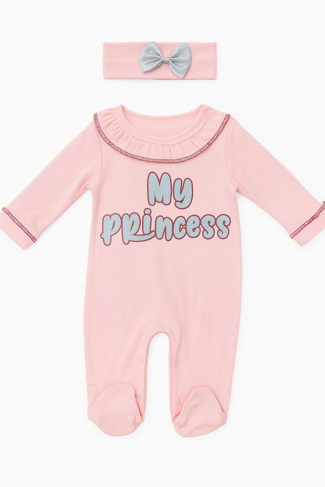 Lorey Medtec Strampler Baby Mädchen Strampler mit Fuß + Stirnband, Rosa, 100 % Baumwolle (Strampler + Stirnband) von Lorey Medtec