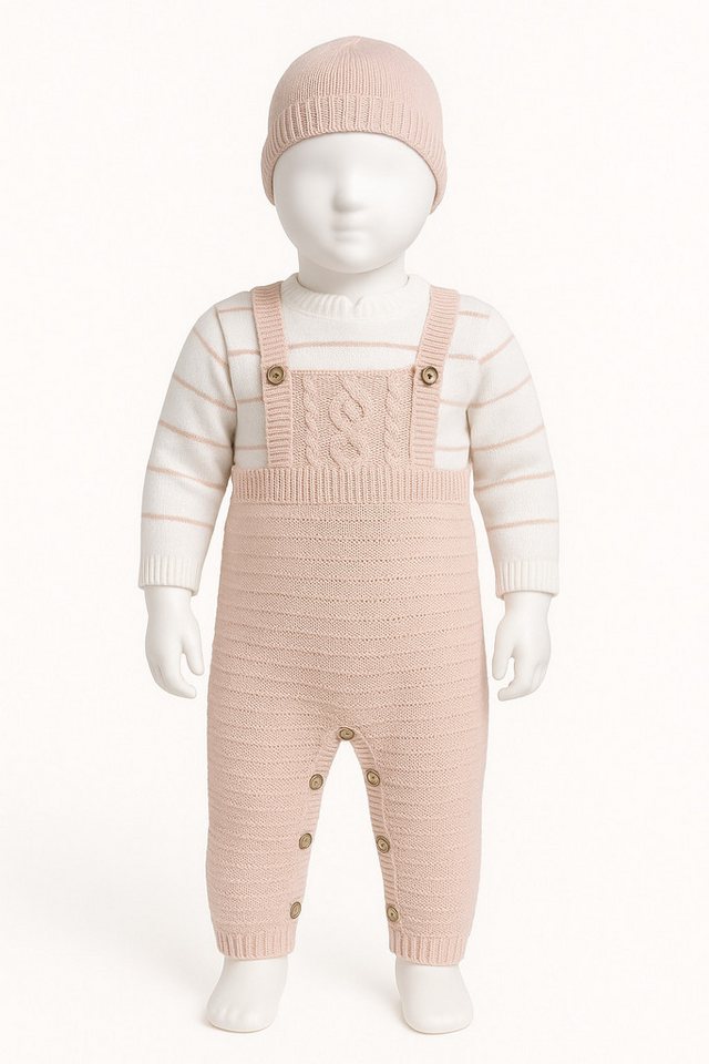Lorey Medtec Strampler Mädchen Strick-Strampler mit Mütze – 100% Baumwolle, zartes Rosa (Strampler + Mütze) von Lorey Medtec