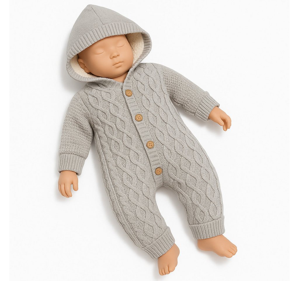 Lorey Medtec Strampler Warmer Baby-Strickstrampler mit Kapuze & Futter, 100 % Baumwolle von Lorey Medtec