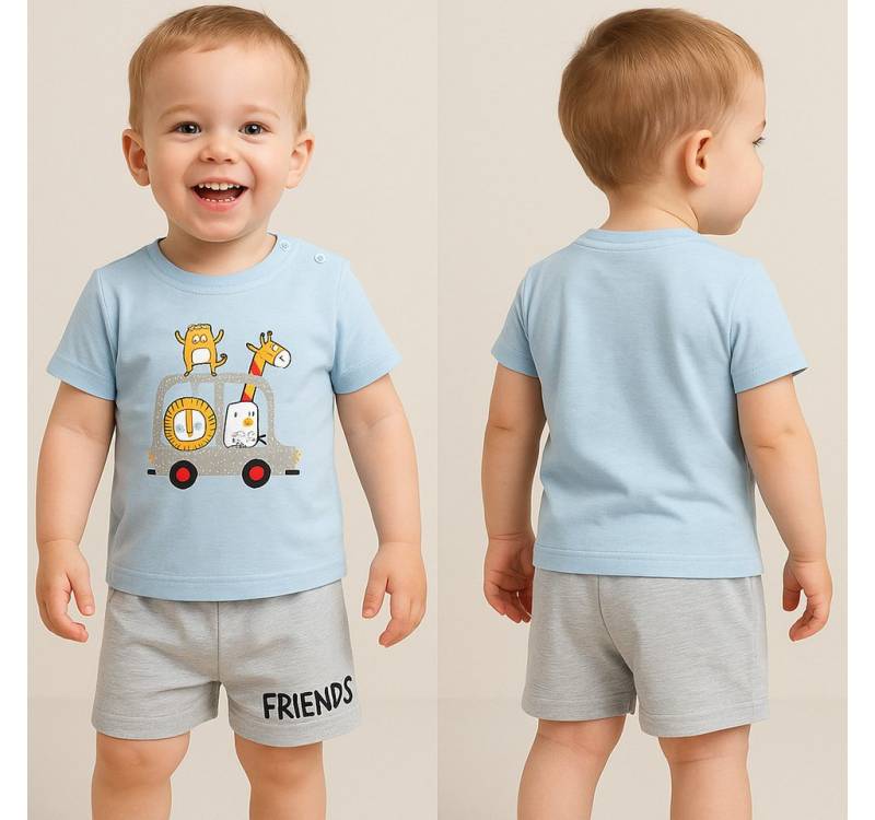 Lorey Medtec T-Shirt & Shorts Jungen Outfit, 2er Set für Kleinkind: T-Shirt + Shorts, Blau/Grün von Lorey Medtec
